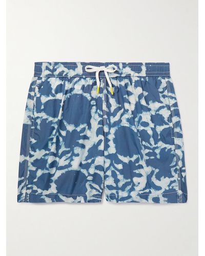 Hartford Slim-fit Mid-length Printed Swim Shorts - Blue