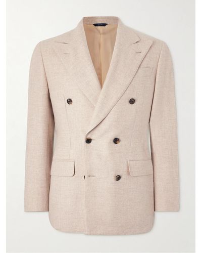 Thom Sweeney Unstructured Double-breasted Cashmere Blazer - Natural