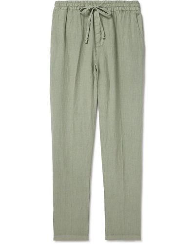 Altea Tapered Linen Drawstring Pants - Green