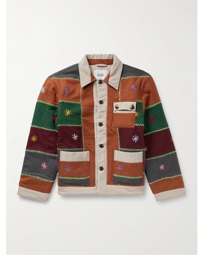 Bode Embroidered Patchwork Wool-blend Jacket