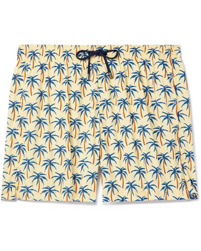 Canali Slim-fit Short-length Printed Swim Shorts - Blue