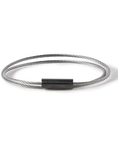 Le Gramme 9g Recycled Black Sterling Silver And Ceramic Wrap Bracelet - White