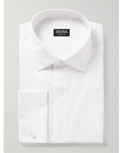 Zegna Trofeotm Cotton And Silk-blend Poplin Shirt - White