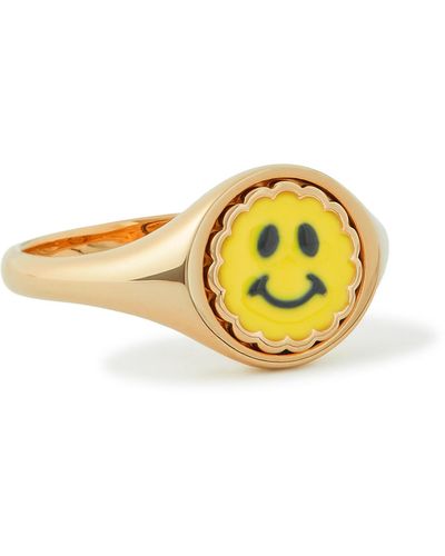 Maria Black Karlie Happy Gold-plated And Resin Signet Ring - Metallic