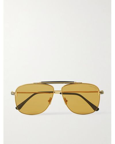 Tom Ford Jaden Aviator-style Gold-tone And Acetate Sunglasses - Metallic