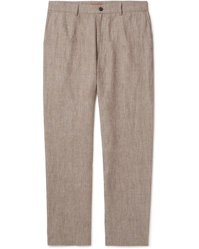 Barena Canasta Tapered Linen Pants - Natural