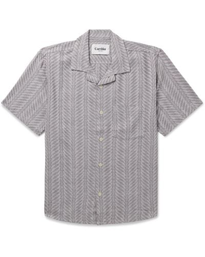 Corridor NYC Cumberland Camp-collar Cotton-blend Jacquard Shirt - Gray