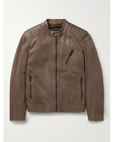 Belstaff Giacca in pelle traforata V Racer Air - Marrone