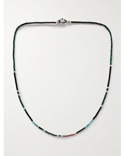 Mikia Silver Multi-stone Beaded Necklace - Metallic