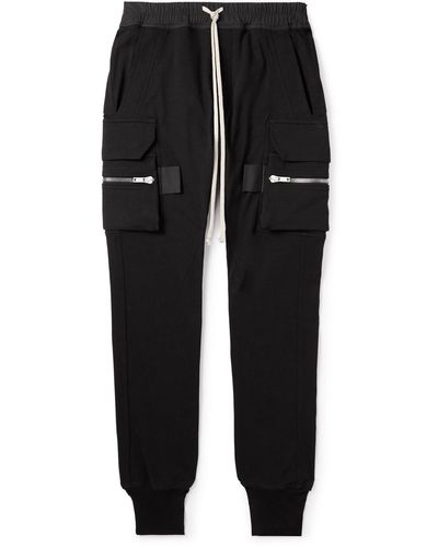 Rick Owens Mastodon Skinny-fit Stretch-cotton Jersey Drawstring Cargo Pants - Black