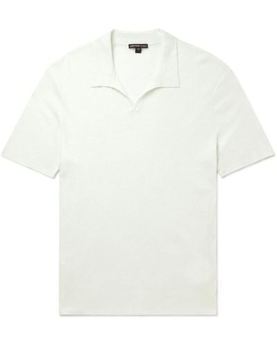 James Perse Ribbed Linen-blend Polo Shirt - White