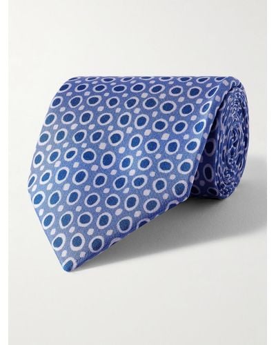 Charvet Cravatta in twill di seta stampata - Blu