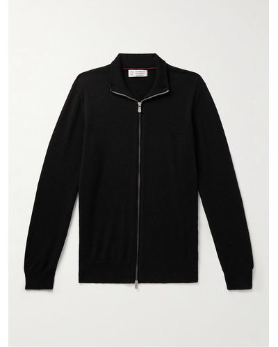 Brunello Cucinelli Cashmere Zip-up Sweater - Black