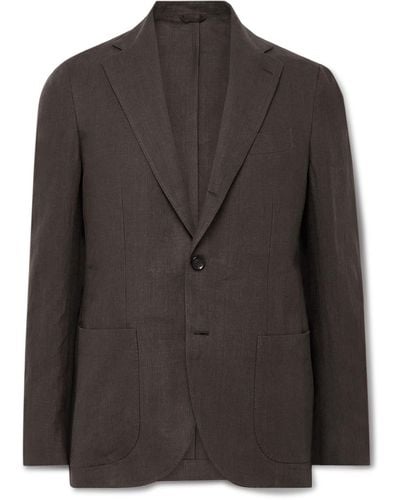 De Petrillo Linen Suit Jacket - Black