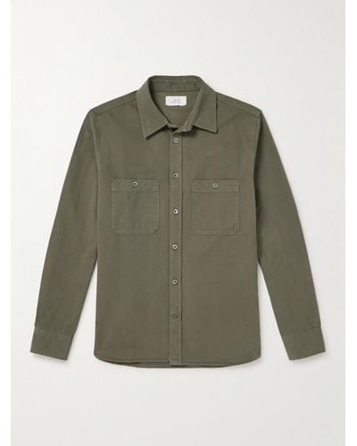 MR P. Herringbone Cotton-twill Shirt - Green