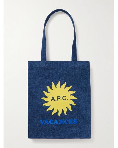 A.P.C. Lou Vacances Logo-print Denim Tote Bag - Blue
