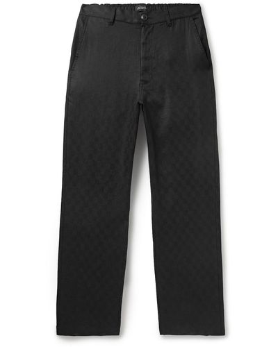 Saturdays NYC Dean Straight-leg Lyocell And Linen-blend Jacquard Pants - Black