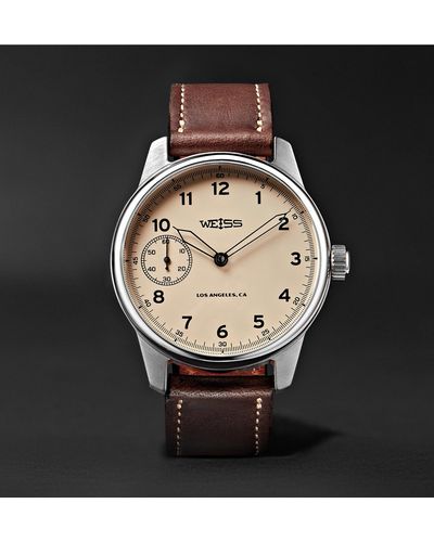Weiss Special Issue 42mm Stainless Steel And Leather Field Watch - Natural