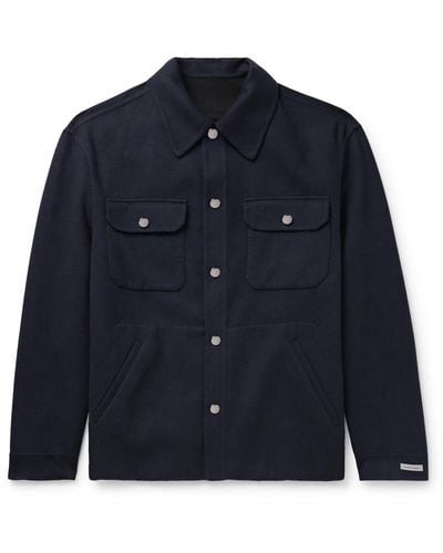 Canali Reversible Double-faced Wool-felt Overshirt - Blue
