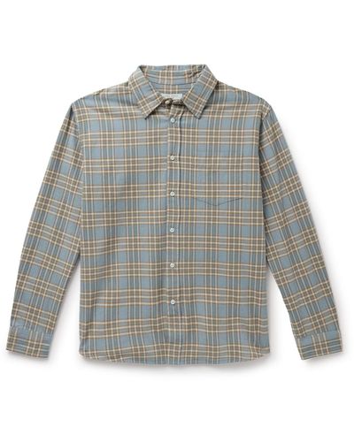 Nudie Jeans Filip Prairie Checked Organic Cotton-flannel Shirt - Gray