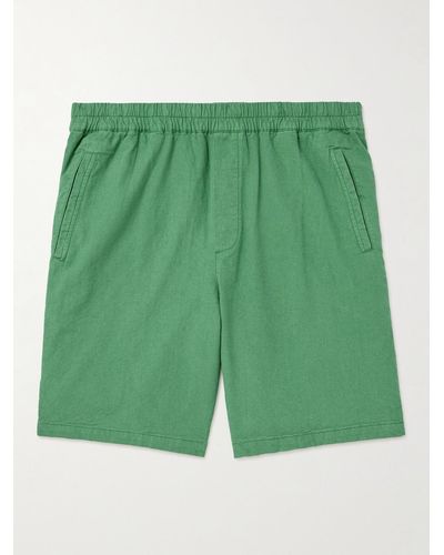 Folk Assembly Wide-leg Linen And Cotton-blend Shorts - Green