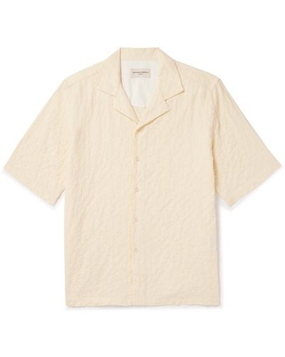 Officine Generale Eren Camp-collar Cotton-blend Seersucker Shirt - White