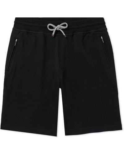 Brunello Cucinelli Straight-leg Cotton-blend Jersey Drawstring Shorts - Black