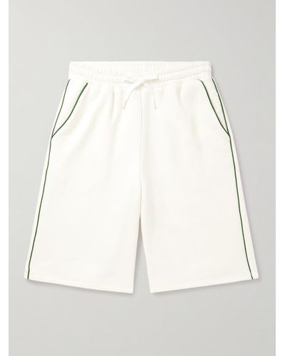 Gucci Gerade geschnittene Shorts aus Baumwoll-Jersey mit Logostickerei und Kordelzugbund - Natur