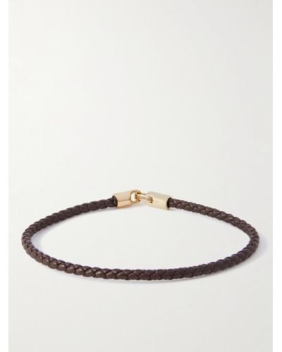 Miansai Cruz Gold-tone And Leather Bracelet - Natural