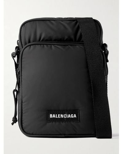 Balenciaga Explorer Umhängetasche aus wattiertem Nylon mit Logoapplikation - Schwarz