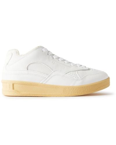 Jil Sander Mesh-trimmed Leather Sneakers - White