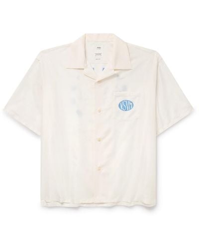 Visvim Crosby Convertible-collar Logo-print Silk Shirt - White