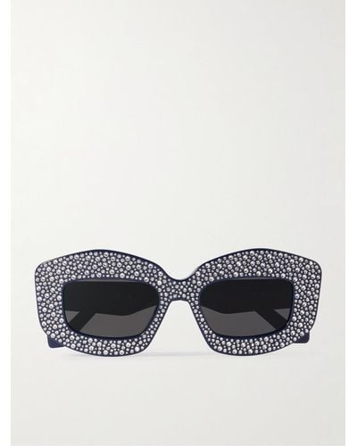 Loewe D-frame Crystal-embellished Acetate Sunglasses - Blue