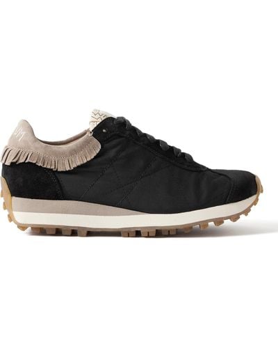 Visvim Walpi Fringed Leather-trimmed Suede And Canvas Sneakers - Black