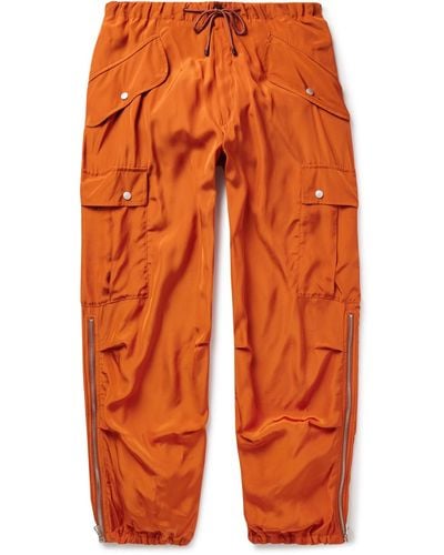 Dries Van Noten Straight-leg Zip-detailed Shell Drawstring Cargo Pants - Orange