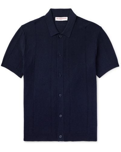 Orlebar Brown Tiernan Ribbed Cotton Polo Shirt - Blue