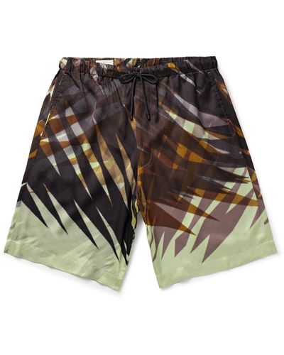 Dries Van Noten Straight-leg Printed Shell Drawstring Shorts - Brown