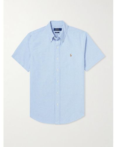 Polo Ralph Lauren Button Down-collar Logo-embroidered Cotton Oxford Shirt - Blue