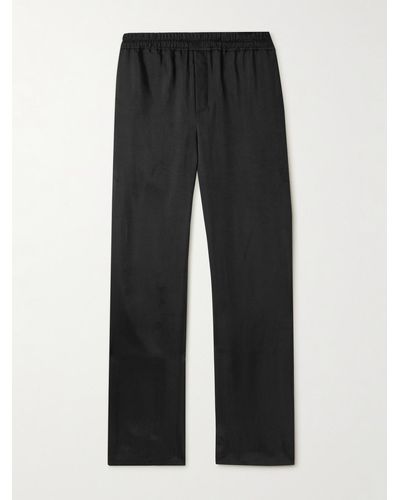 Saint Laurent Pantaloni a gamba dritta in twill di raso - Nero