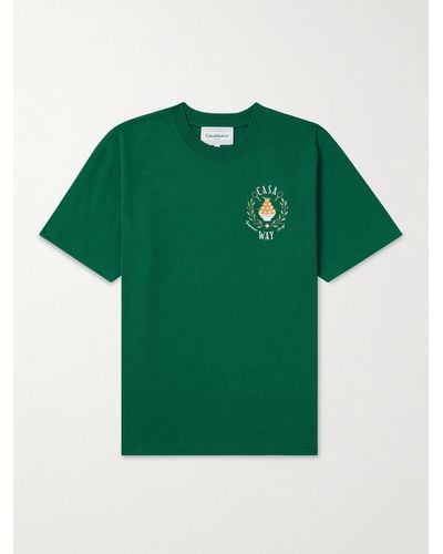 Casablancabrand Triomphe D'orange Graphic-print Organic-cotton T-shirt - Green