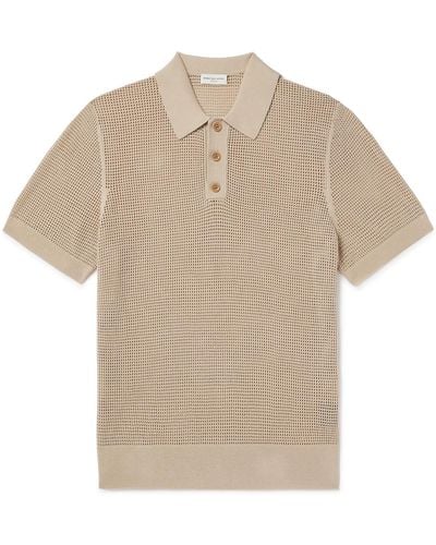 Dries Van Noten Pointelle-knit Polo Shirt - Natural