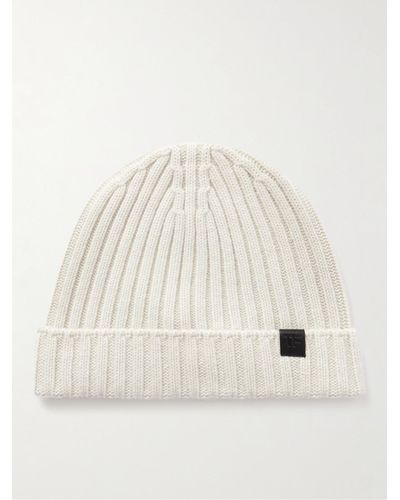 Tom Ford Ribbed Cashmere Beanie - Natural