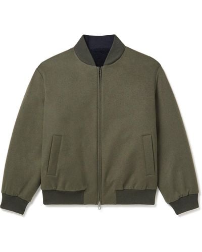 Loro Piana Ivy Reversible Fleece-lined Cashmere Bomber Jacket - Green
