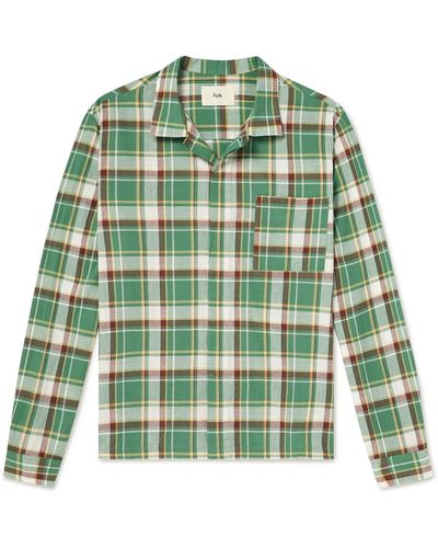 Folk Checked Cotton Shirt - Green