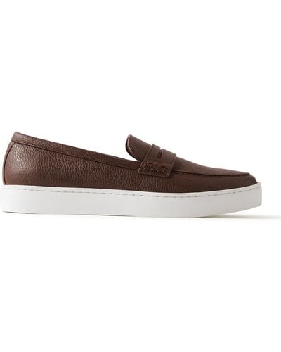 Manolo Blahnik Ellis Full-grain Leather Slip-on Sneakers - Brown