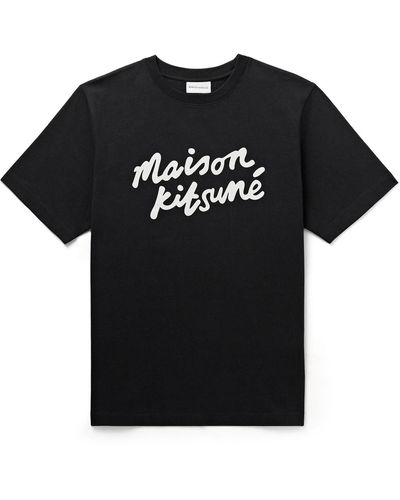 Maison Kitsuné Logo-print Cotton-jersey T-shirt - Black