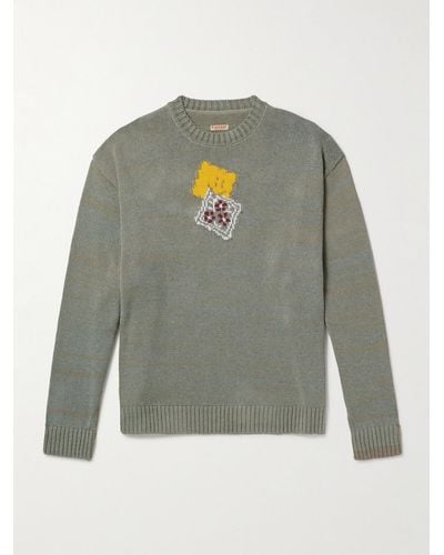 Kapital Peckish Rainbowy Intarsia Cotton-blend Sweater - Grey