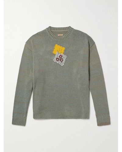 Kapital Peckish Rainbowy Intarsia Cotton-blend Jumper - Grey