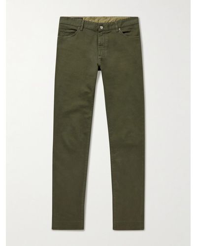 James Purdey & Sons Slim-fit Stretch-cotton Twill Trousers - Green