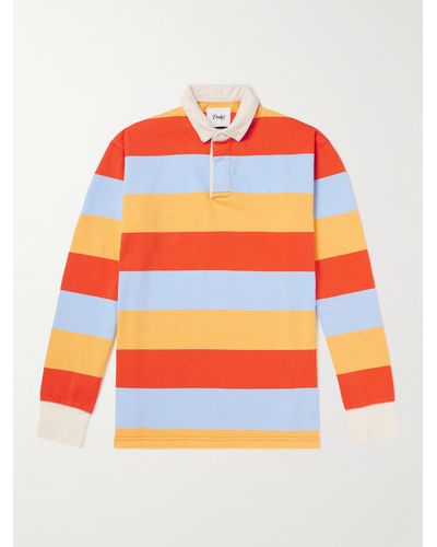 Drake's Striped Cotton-jersey Polo Shirt - Orange